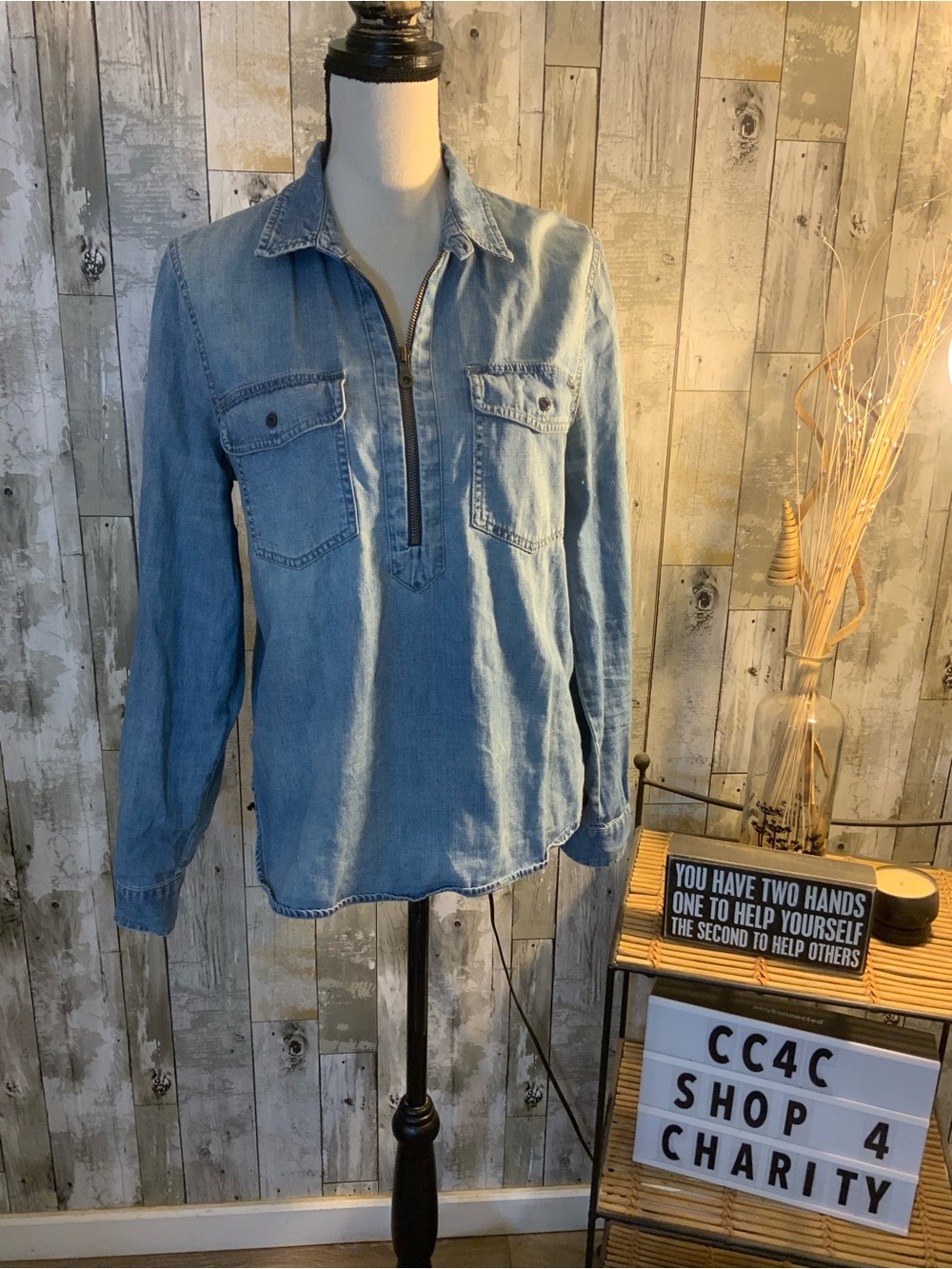Madewell Light Blue Denim Pullover Shirt
